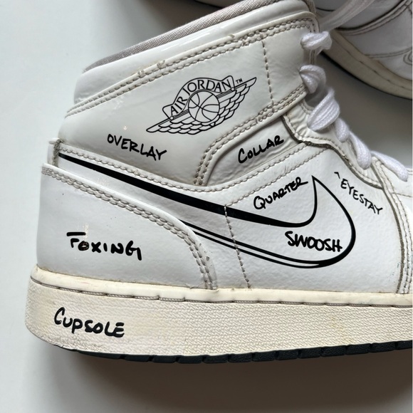 Nike Air Jordan 1 Mid SS GS Schematic- Youth- Size 5.5Y - [DQ1864-100] - Picture 12 of 15